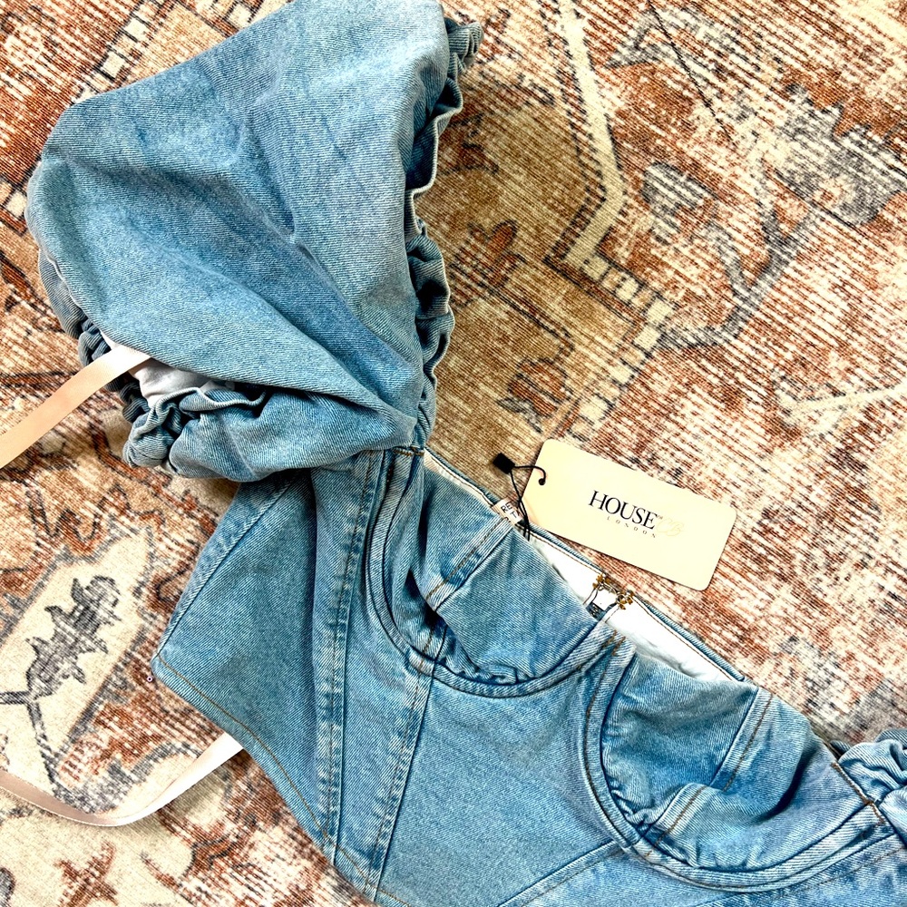 House of CB denim crop top